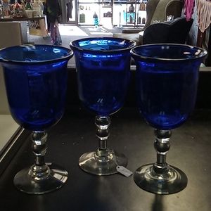 COPY - Set of 3 Libbey Glass Cobalt Water Glasses